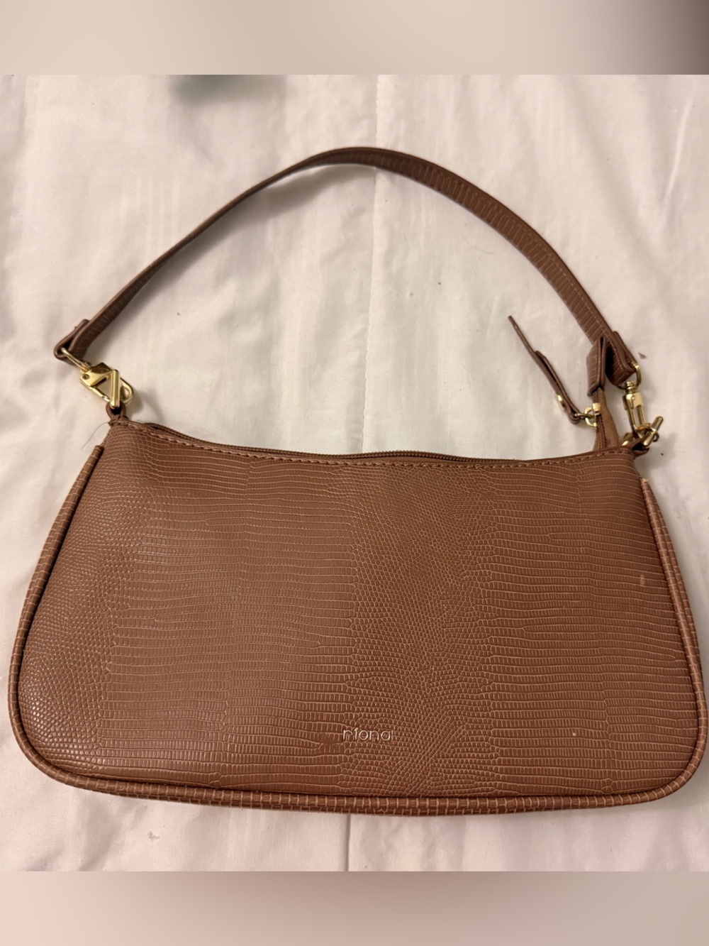 Brown Textured Shoulder Bag - Riona